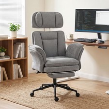 HOMCOM Criss Cross Office Chair w/ Flip Armrests, Adjustable Headrest, Gray picture
