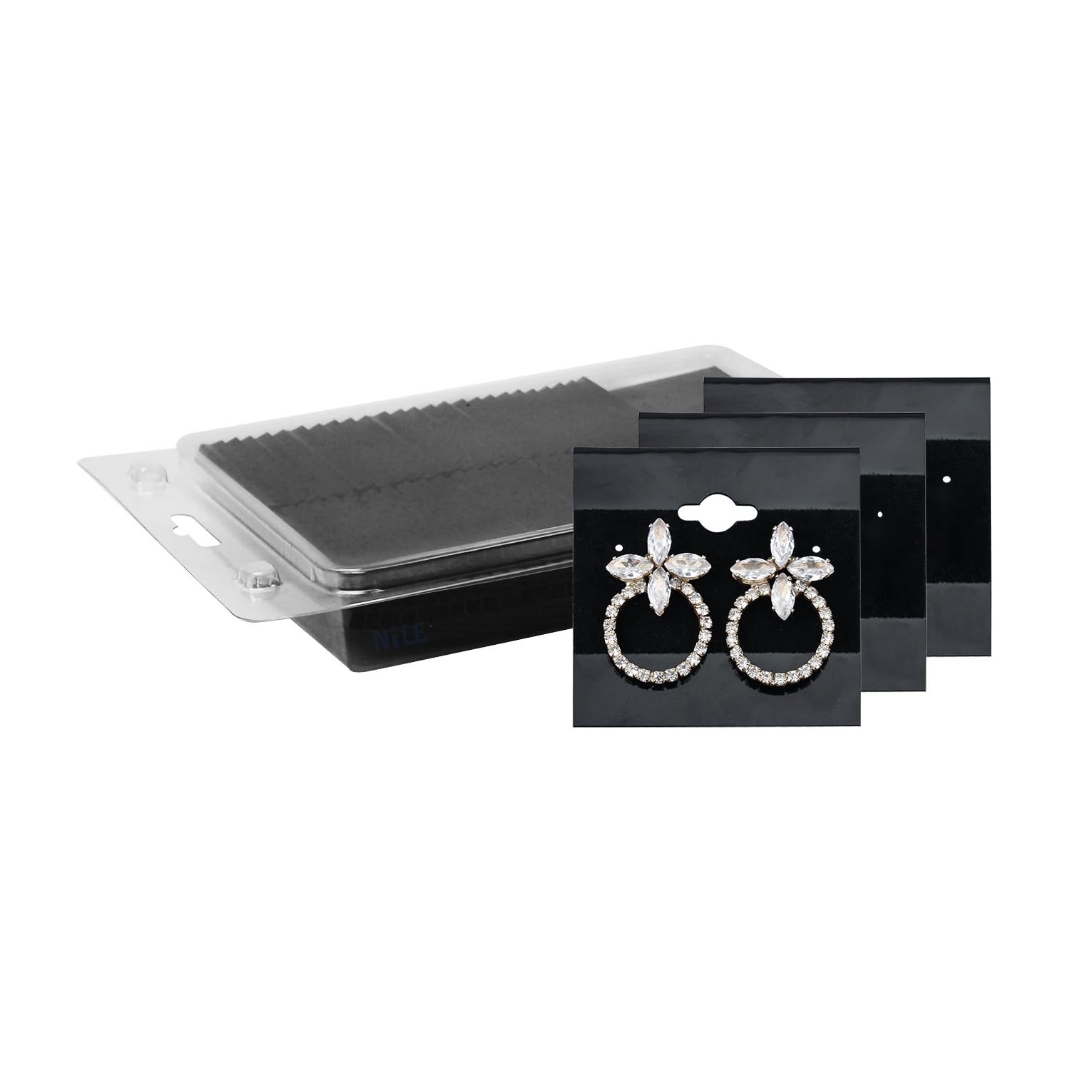 MOOCA Plain 2 x 2 in Black Hanging Earring Cards Holder for 2