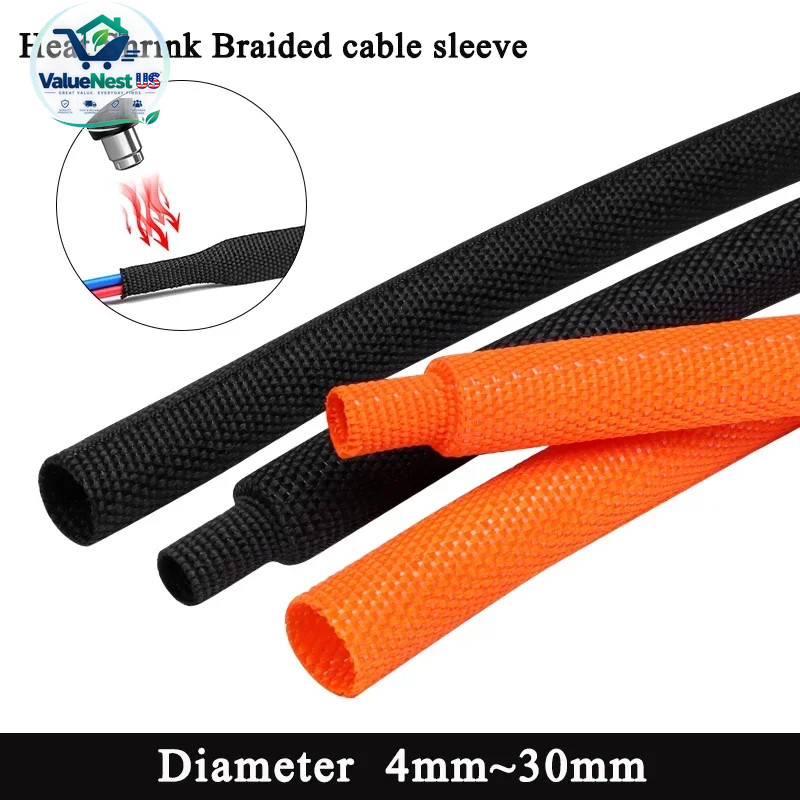 Braided Cable Sleeve 4-30mm PET Heat Shrink Tube Wire Wrap 1-50m Braided Cable Sleeve 4-30mm PET Heat Shrink Tube Wire Wrap 1-50m