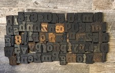 Antique Letterpress Wood Block Type Letters, Numerals, Special Characters 80 picture