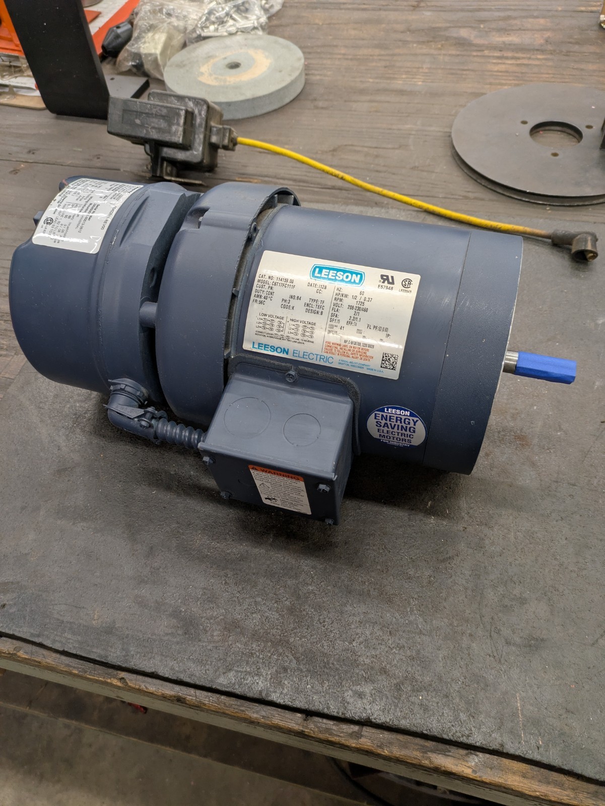 New Leeson C6T17FC111F 114159.00 Brake Motor 1/2Hp 1725 RPM 208/230/460V 3PH 56C New Leeson C6T17FC111F 114159.00 Brake Motor 1/2Hp 1725 RPM 208/230/460V 3PH 56C