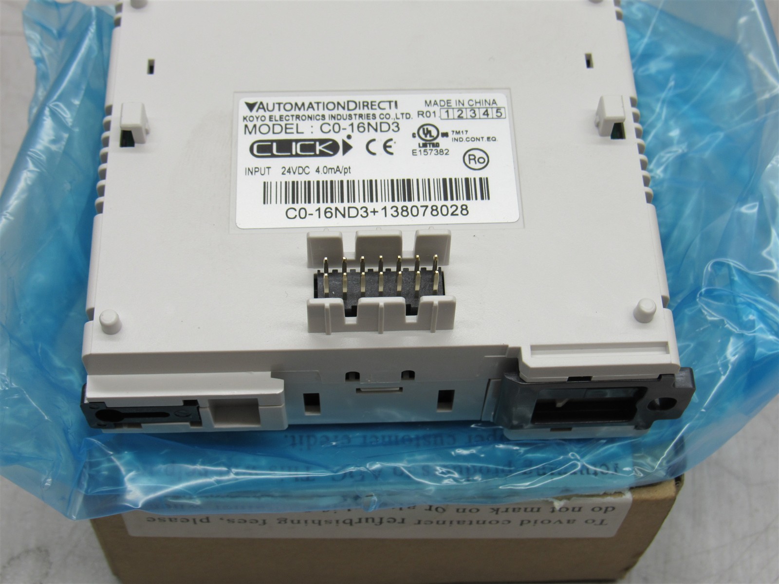 NEW Automation Direct C0-16ND3 CLICK Input Module, 24 VDC, 1 mA/pt NEW Automation Direct C0-16ND3 CLICK Input Module, 24 VDC, 1 mA/pt
