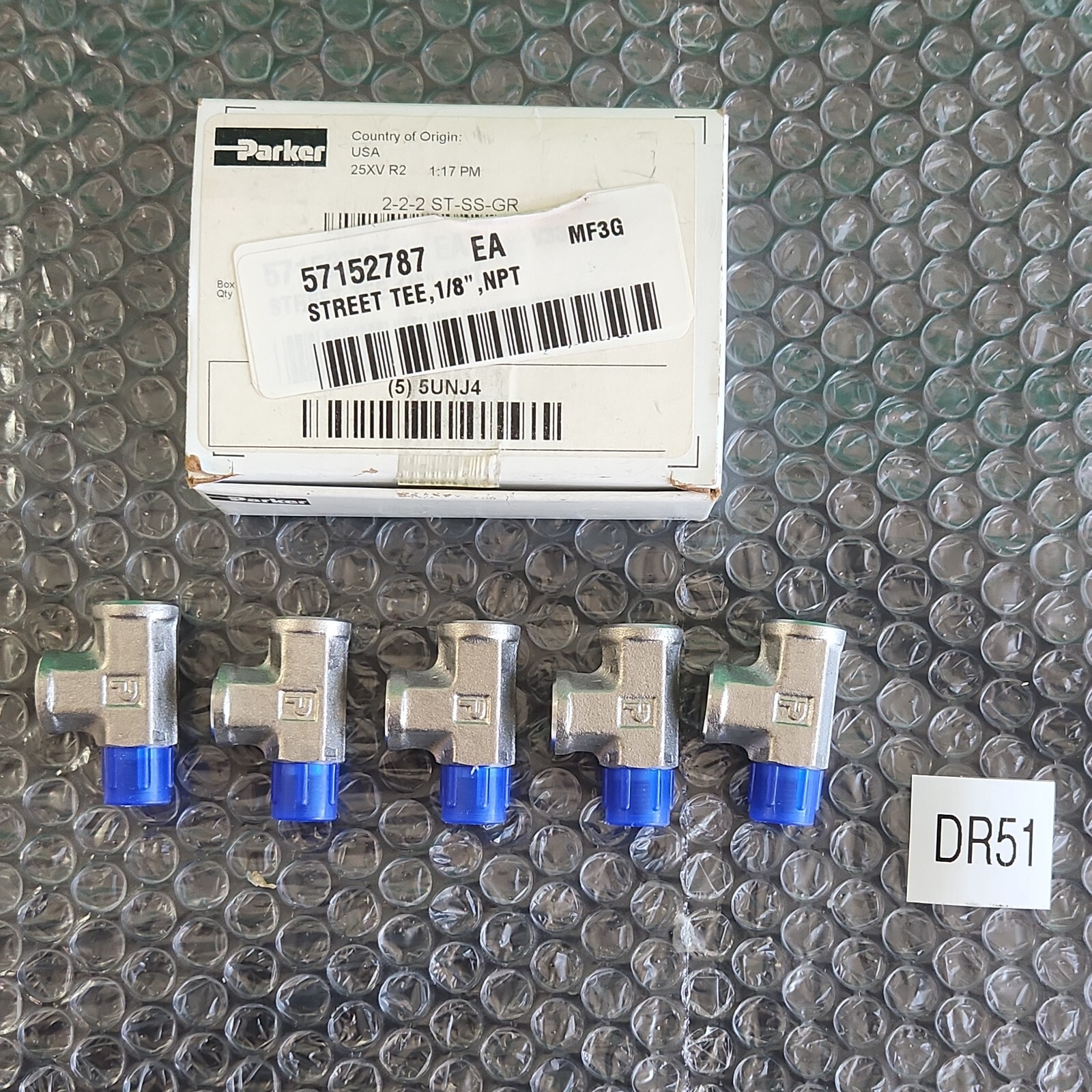 *NEW BOX OF 5*Parker 2-2-2 ST-SS-GR Street Tee 1/8 in *WARRANTY+FAST 🇺🇸* 