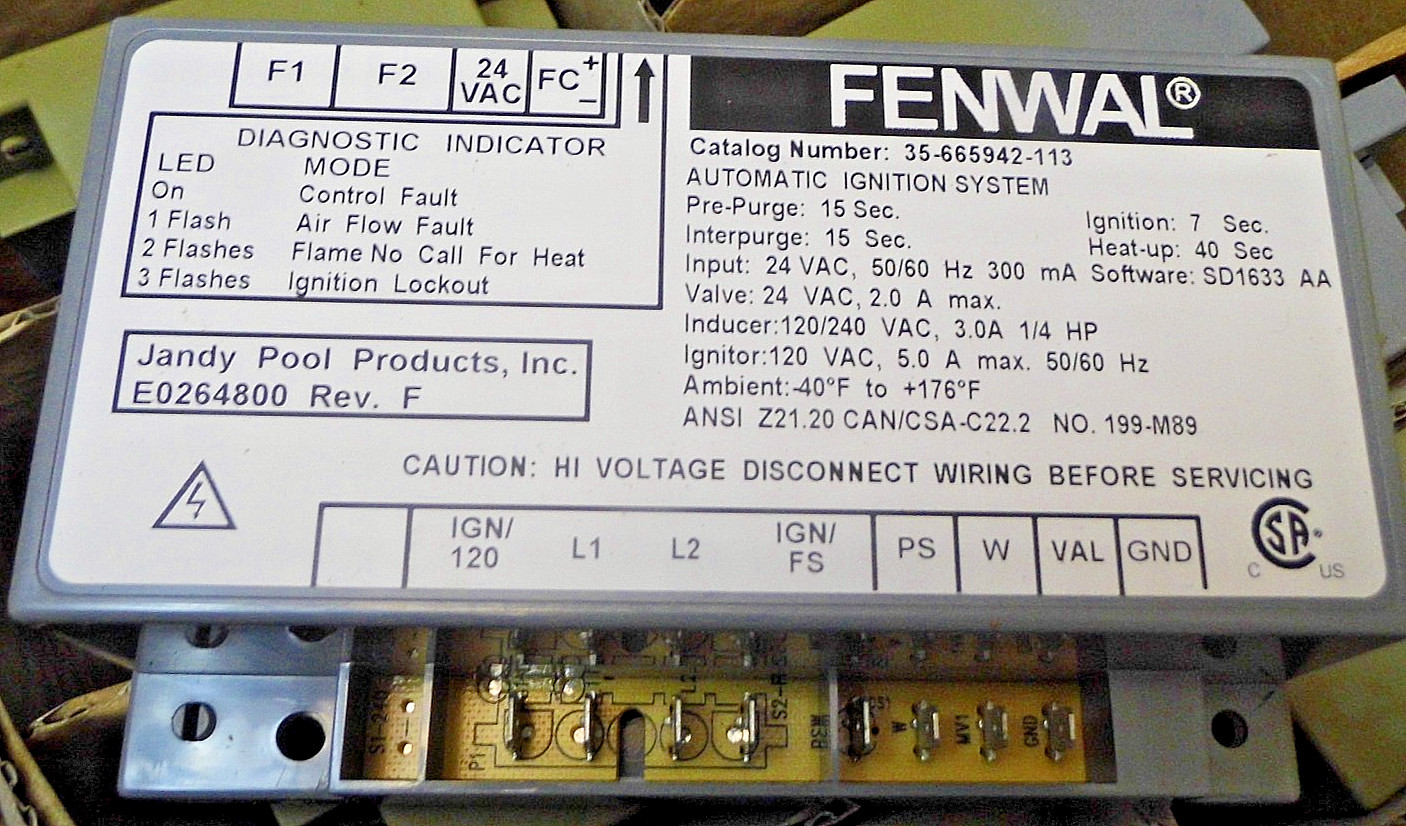 FENWAL 35-665942-113 Jandy E0264800 ignition Control Module NEW NOS W WARRANTY FENWAL 35-665942-113 Jandy E0264800 ignition Control Module NEW NOS W WARRANTY