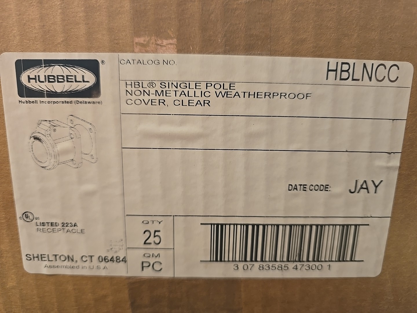 1 Case (25) NEW Hubbell HBLNCC Protective Lift Cover 1 Case (25) NEW Hubbell HBLNCC Protective Lift Cover