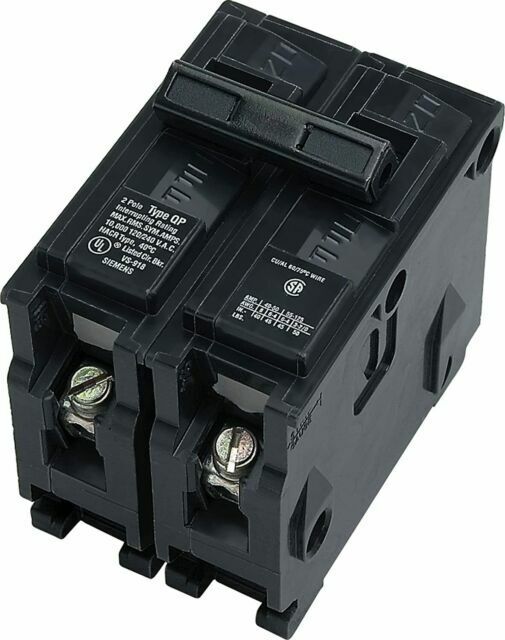 Siemens Q2125P 20 Amp Double-pole Type BQ Circuit Breaker - Black