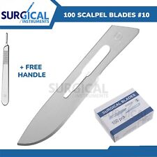 (Lot of 100 Pcs) Scalpel Blades #10 with #3 Metal BP Handle for Dermaplaning picture