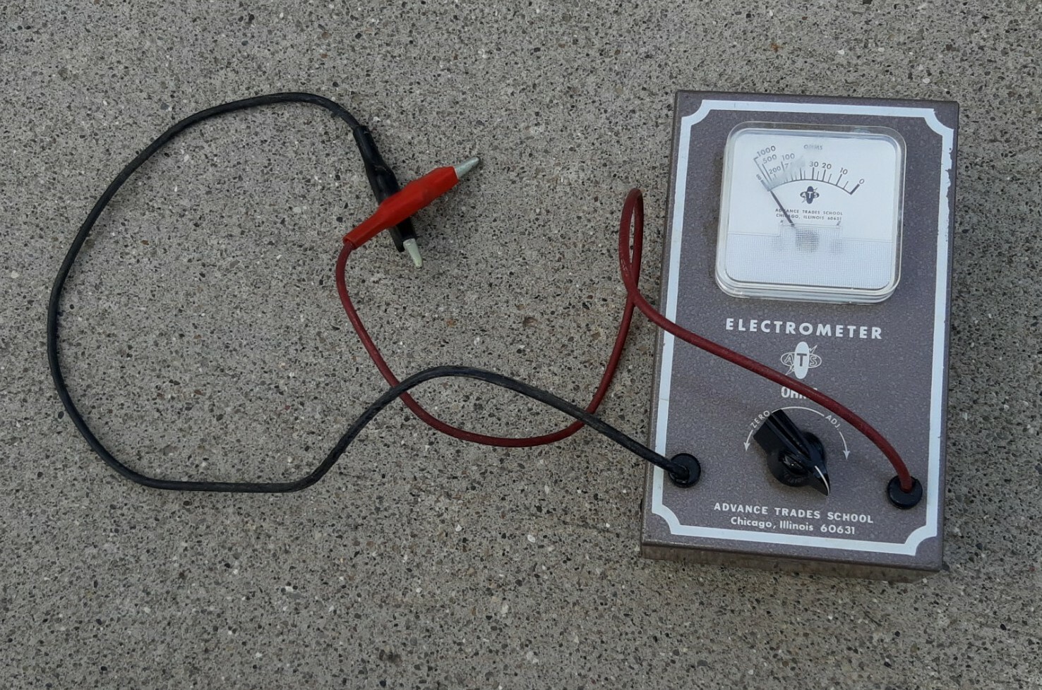 Vtg Advance Trades School ATS ELCTROMETER OHMS RESISTANCE METER testing tool Vtg Advance Trades School ATS ELCTROMETER OHMS RESISTANCE METER testing tool