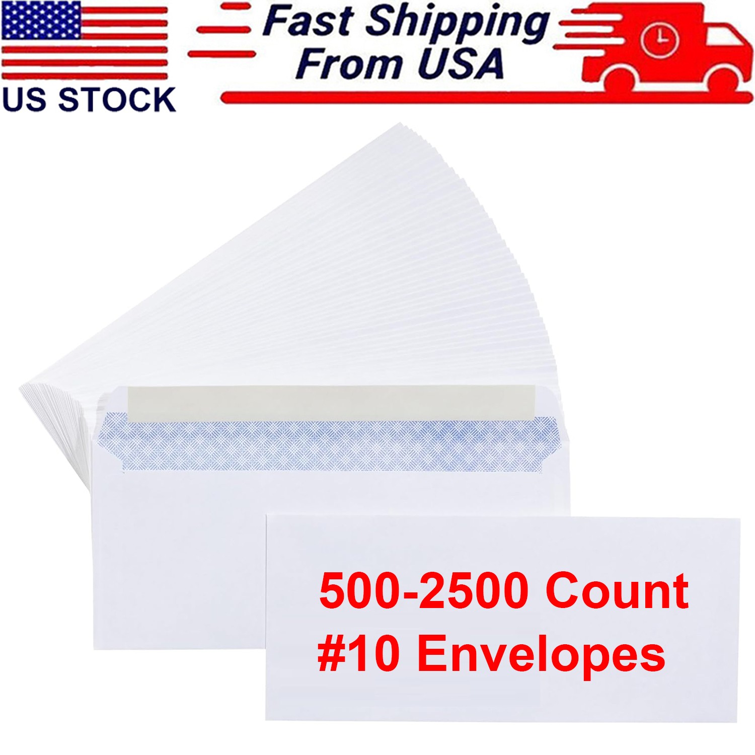 #10 Business Security Letter Envelopes Self-Seal Windowless Security 500-2500ct #10 Business Security Letter Envelopes Self-Seal Windowless Security 500-2500ct