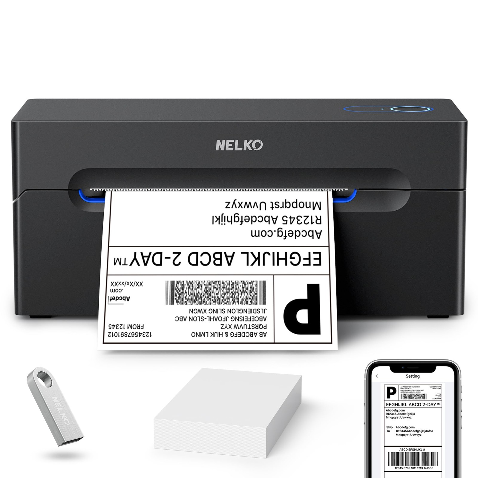 Nelko Bluetooth Thermal Shipping Label Printer, Wireless 4x6 PL70E, black Nelko Bluetooth Thermal Shipping Label Printer, Wireless 4x6 PL70E, black