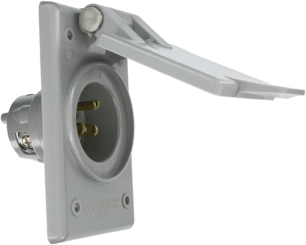 Leviton Straight Blade Flanged Male Power Inlet Receptacle, 15 A, 125 V, Nylon F Leviton Straight Blade Flanged Male Power Inlet Receptacle, 15 A, 125 V, Nylon F
