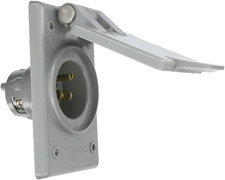 Leviton Straight Blade Flanged Male Power Inlet Receptacle, 15 A, 125 V, Nylon F picture