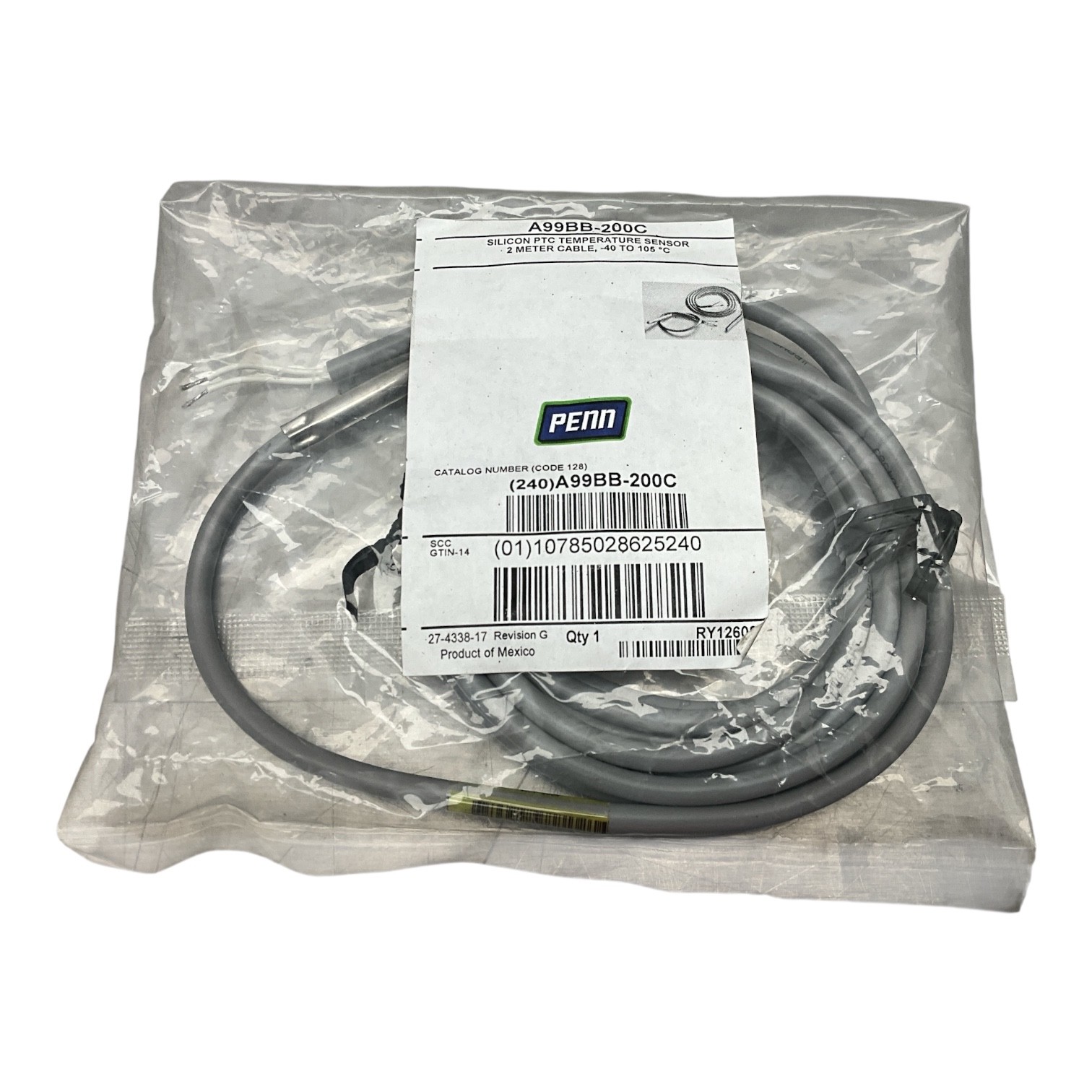 Johnson Controls PENN A99BB-200C PTC Temperature Sensor 2m Cable NEW Johnson Controls PENN A99BB-200C PTC Temperature Sensor 2m Cable NEW