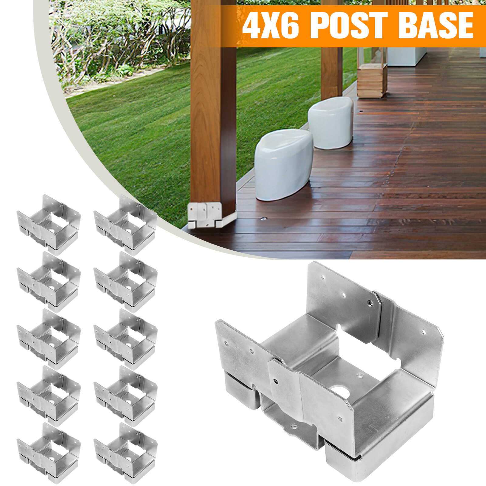 10PCS 4x6 Heavy Duty Post Base for Concrete w/ 1-inch Standoff for Pergola/Patio 10PCS 4x6 Heavy Duty Post Base for Concrete w/ 1-inch Standoff for Pergola/Patio