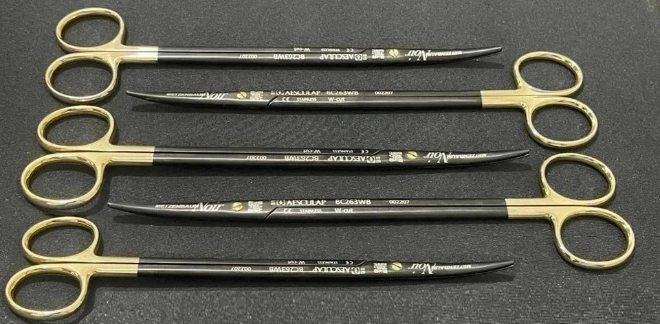 Lot of 5 AESCULAP BC263WB METZENBAUM NOIR DUROTIP CURVED SCISSORS ” 228.6 mm 9 Lot of 5 AESCULAP BC263WB METZENBAUM NOIR DUROTIP CURVED SCISSORS ” 228.6 mm 9