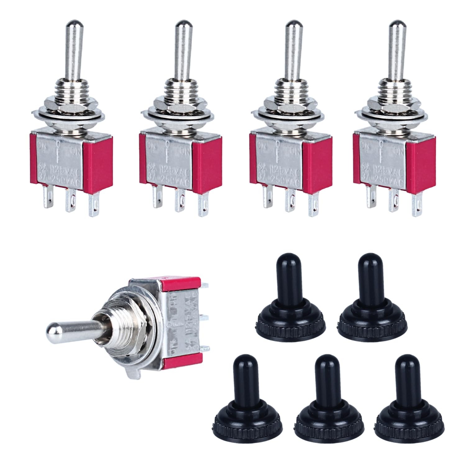5pcs Mini Momentary Toggle Switch 3 Pins 3 Positions SPDT On-Off-On Miniature... 5pcs Mini Momentary Toggle Switch 3 Pins 3 Positions SPDT On-Off-On Miniature...