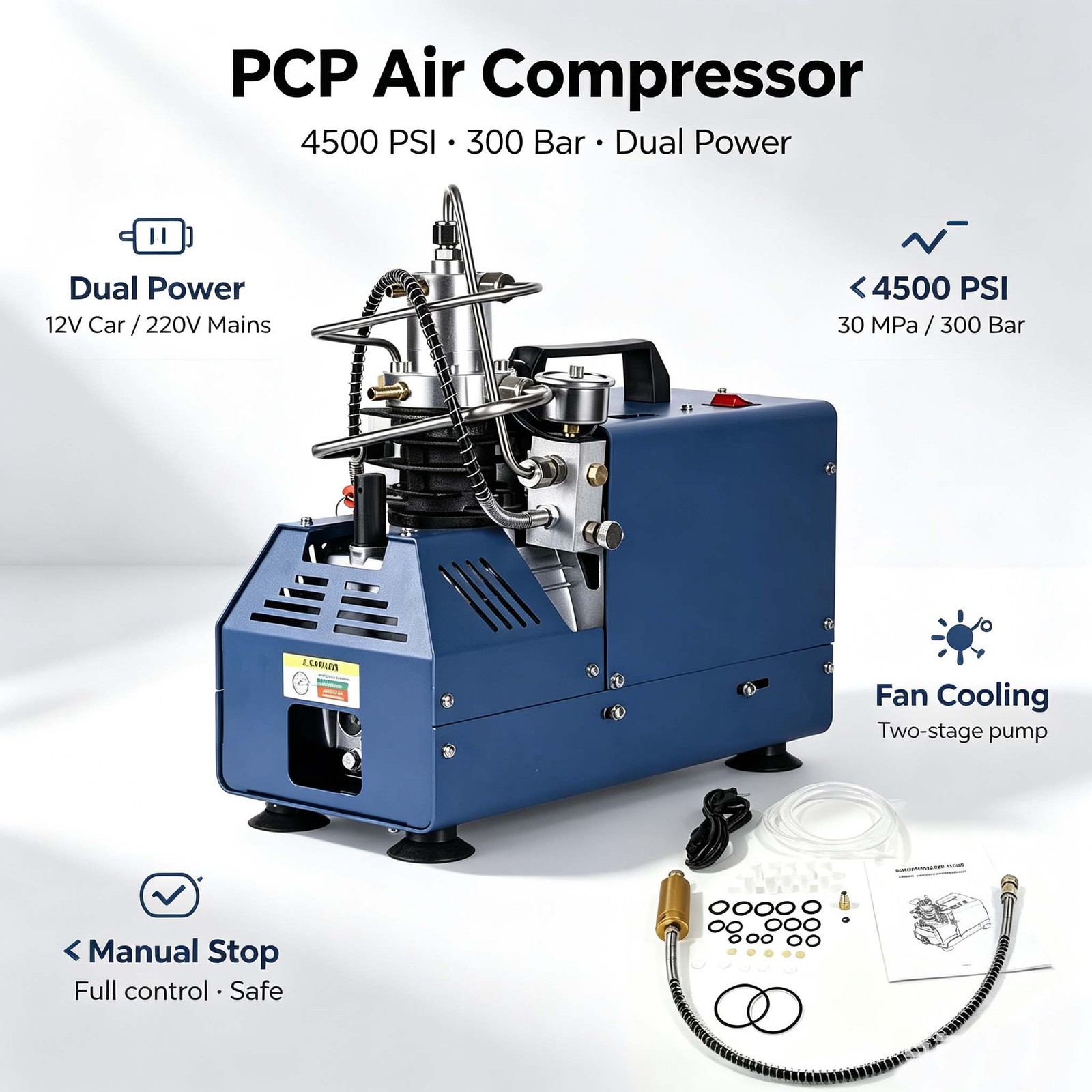 PCP Air Compressor 4500PSI/30Mpa PCP Airgun Compressor w/Built-in Converter PCP Air Compressor 4500PSI/30Mpa PCP Airgun Compressor w/Built-in Converter