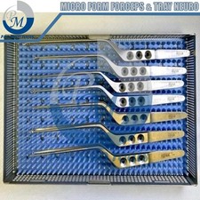 Set of 7 Aesculap Yasargil Tissue Grasping/Tumor Micro Form Forceps & Tray Neuro picture