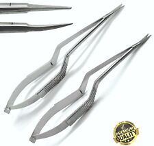 2 Pcs Micro Scissors 7.5'' Yasargil Sharp Straight & Curved Surgical picture