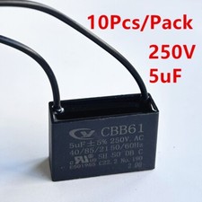 10Pcs CBB61 5mfd 5uf 5.0uf 250V VAC Motor Start Capacitor 2 WIRES picture