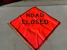 New 48x48 “ Road Closed” Mesh Safety Road Sign Construction. picture