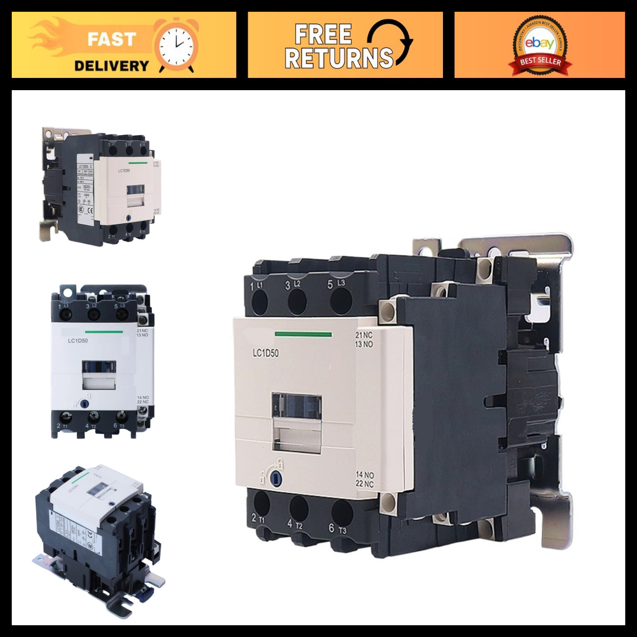 3-Pole AC Contactor 24V 110V 220V 380V, Heavy Duty Electrical Switch, 50A 3-Pole AC Contactor 24V 110V 220V 380V, Heavy Duty Electrical Switch, 50A