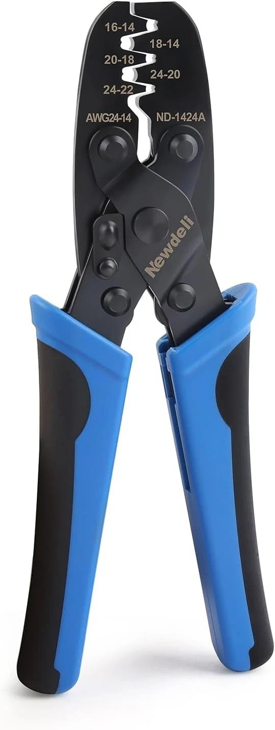 Newdeli Molex Crimper 24-14 AWG Non-Insulated Open Barrel Crimping Tool for J... Newdeli Molex Crimper 24-14 AWG Non-Insulated Open Barrel Crimping Tool for J...