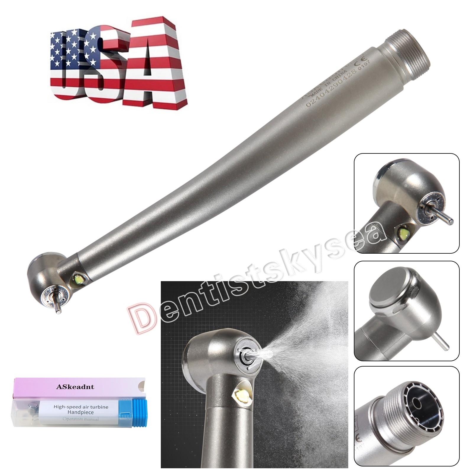 Dental Fiber Optic LED E-generator high Speed Handpiece Push Button 4HOLE/2HOLES Dental Fiber Optic LED E-generator high Speed Handpiece Push Button 4HOLE/2HOLES