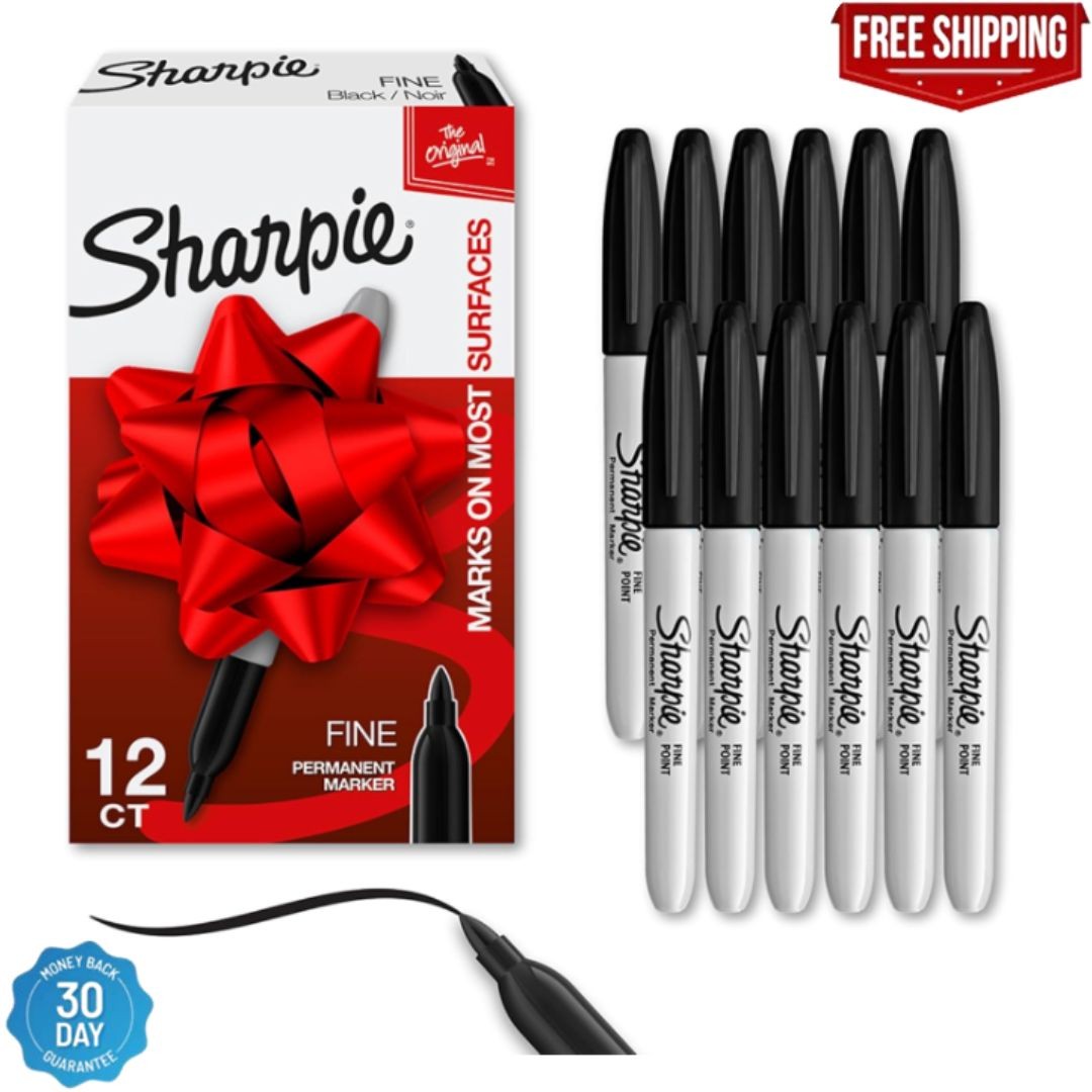 12 Sharpie Markers Fine Point Tip Black Permanent 30001 Sharpies Pens 12-Count 12 Sharpie Markers Fine Point Tip Black Permanent 30001 Sharpies Pens 12-Count