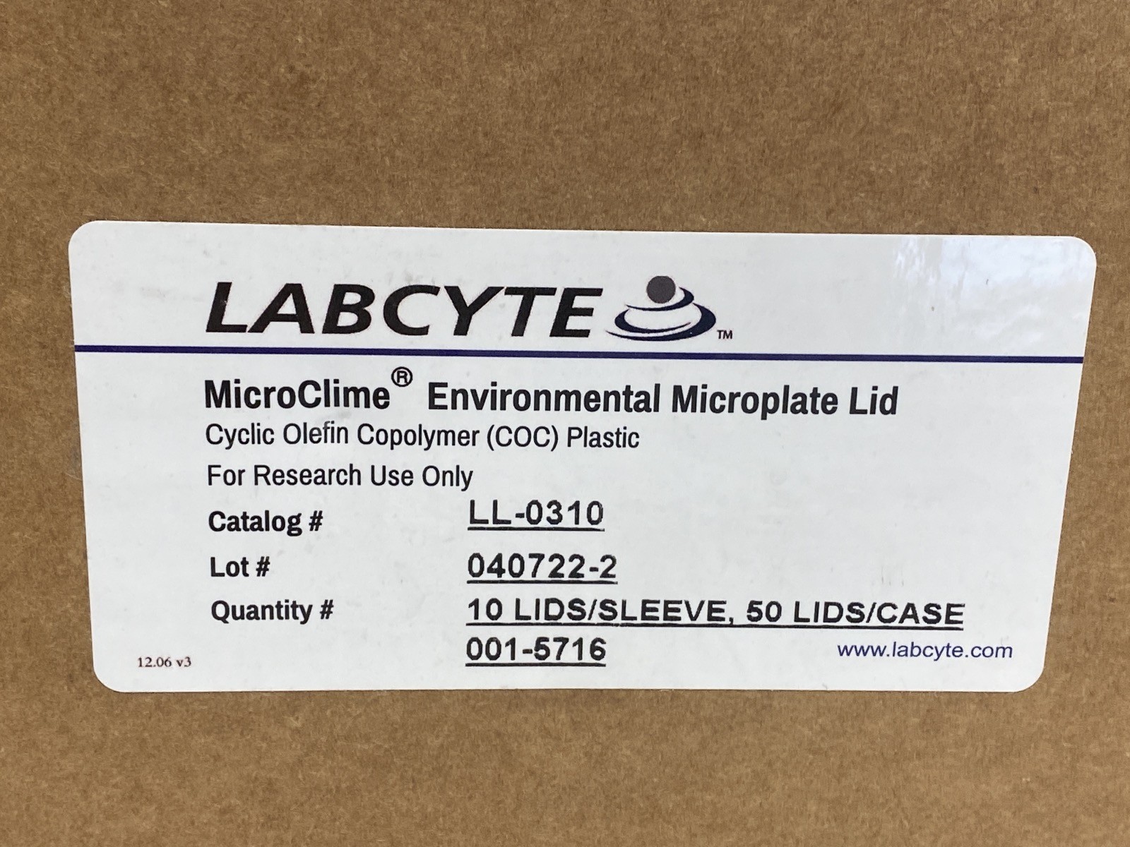 (50/Cs) LABCYTE MicroClime COC Plastic Environmental Lids SBS Fit LL-0310 (50/Cs) LABCYTE MicroClime COC Plastic Environmental Lids SBS Fit LL-0310