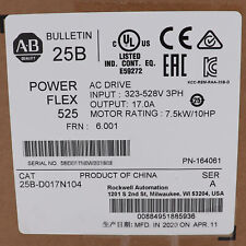 In US New Sealed Allen-Bradley 25B-D017N104 PowerFlex 525 7.5kW 10Hp AC Drive picture