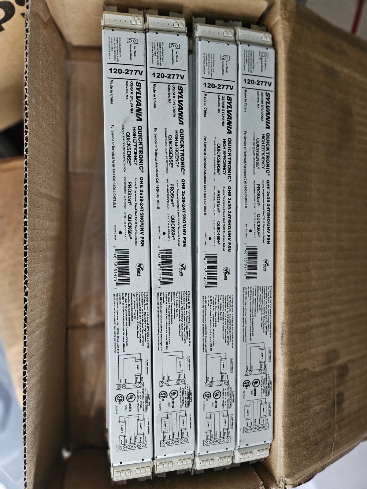 Sylvania QHE 2x39-24T5HO/UNV PSN (Lot Of 10ea Used 2 Lamp Ballasts) Sylvania QHE 2x39-24T5HO/UNV PSN (Lot Of 10ea Used 2 Lamp Ballasts)