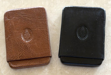 Two Vintage Mark Cross Leather Business Card Cases- Black & Tan #866 picture