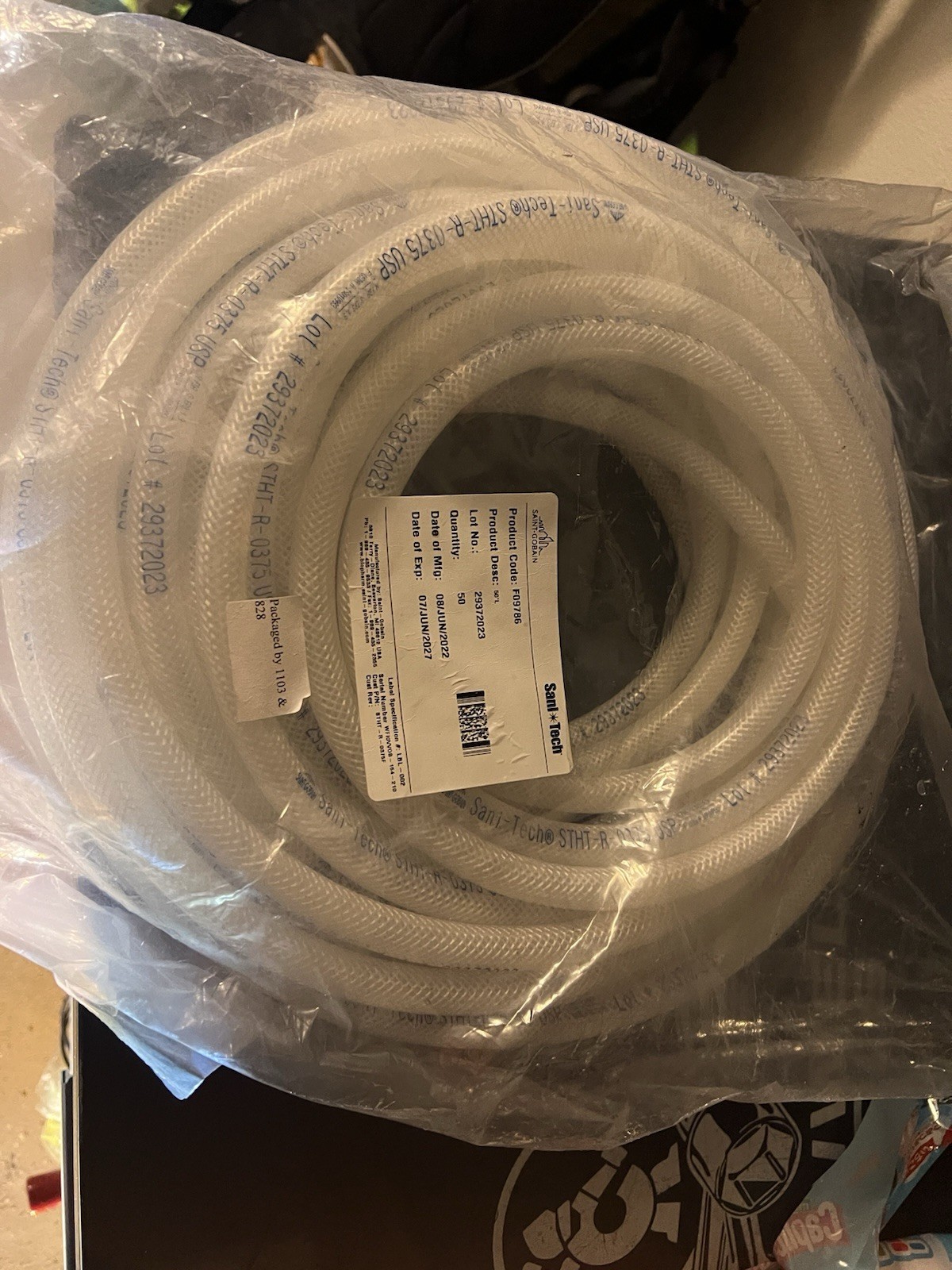 Sani Tech STHT Reinforced Platinum Cured Silicon Tubing 50FT;  3/8 ID X 5/8 OD 