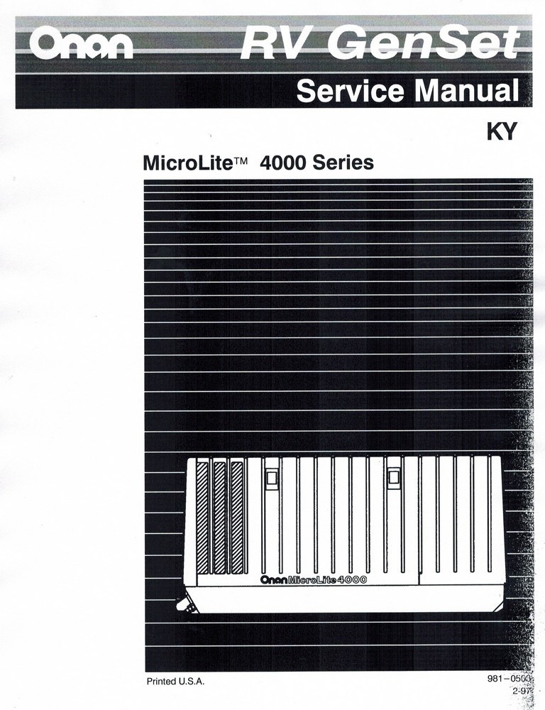 ONAN KY Series Service Shop Repair Manual 981-0503 ONAN KY Series Service Shop Repair Manual 981-0503
