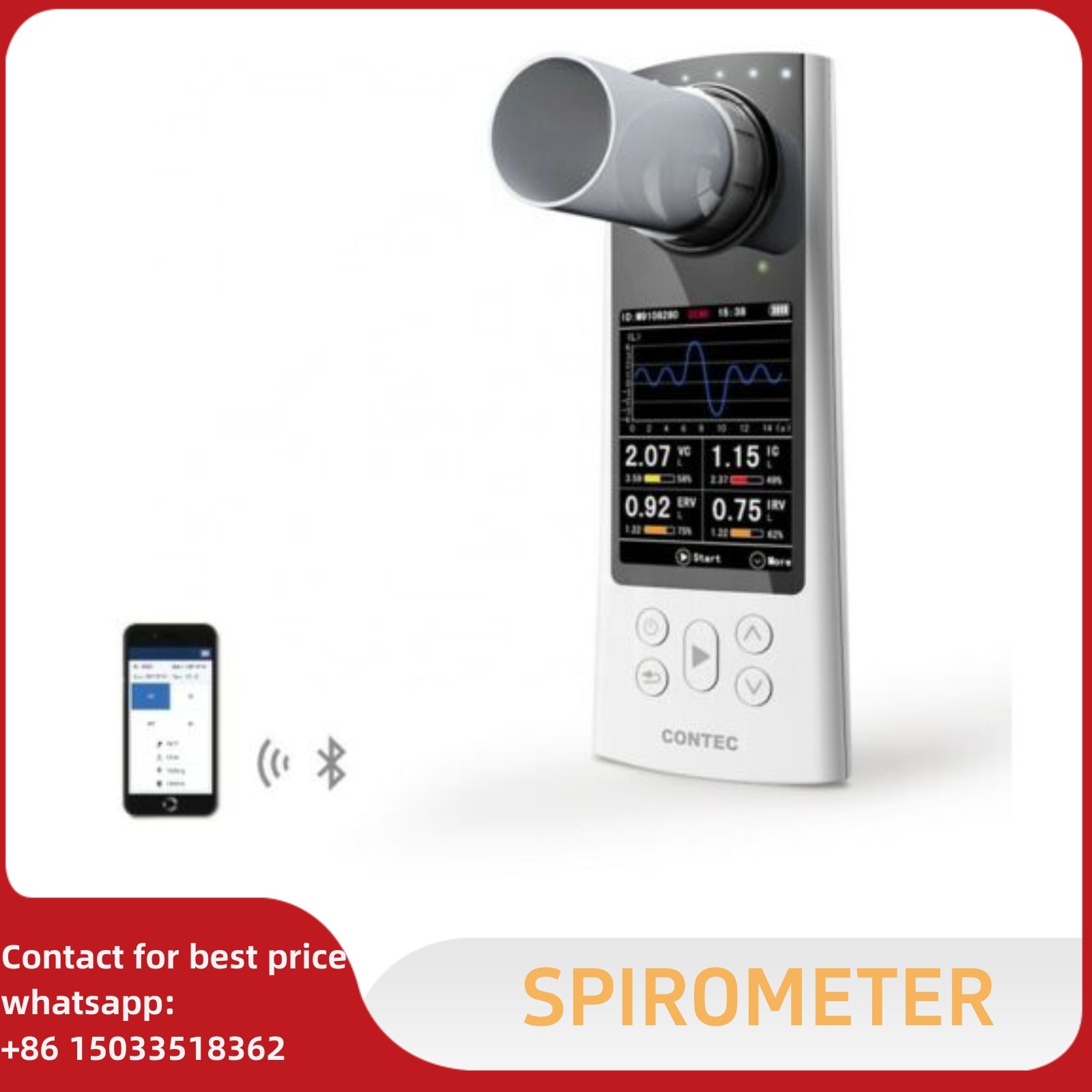 Bluetooth LCD Digital Spirometer Lung Function Breathing Pulmonary NEW Bluetooth LCD Digital Spirometer Lung Function Breathing Pulmonary NEW