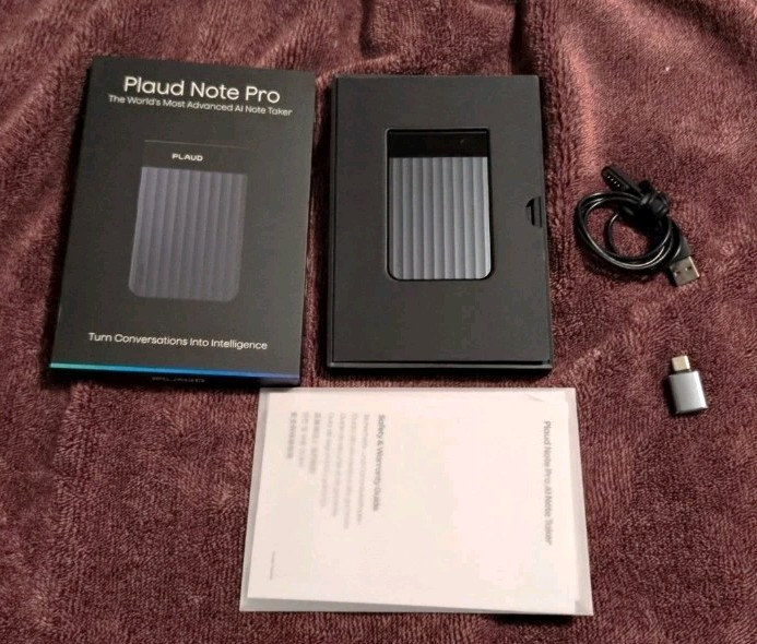 PLAUD Plaud Note Pro AI Voice Recorder Handheld USB w/ Cable, Adapter, Manuals