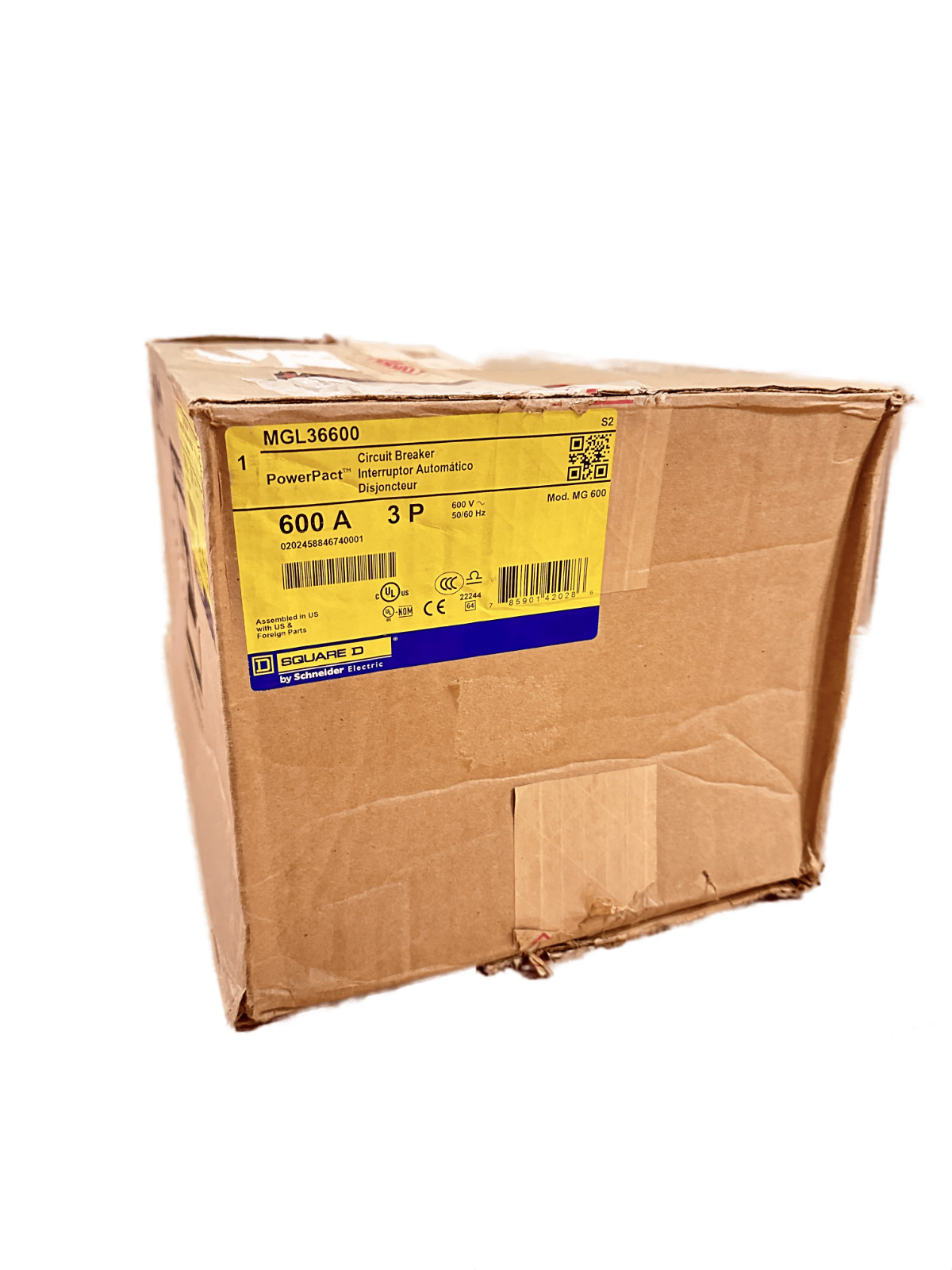 New Square D MGL36600, 600A, 3 pole, 600VAC, 18kA Circuit Breaker Schneider New Square D MGL36600, 600A, 3 pole, 600VAC, 18kA Circuit Breaker Schneider