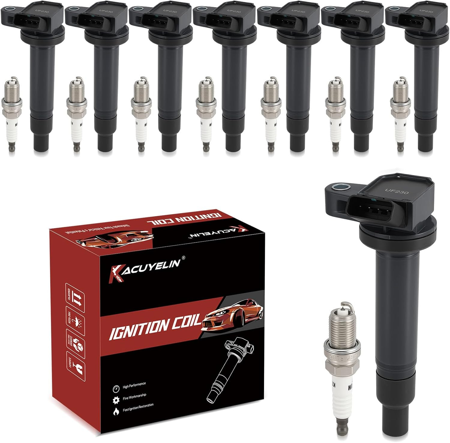 UF230 Ignition Coil Pack and Iridium Spark Plugs Set of 8 Compatible with 2000 2 UF230 Ignition Coil Pack and Iridium Spark Plugs Set of 8 Compatible with 2000 2