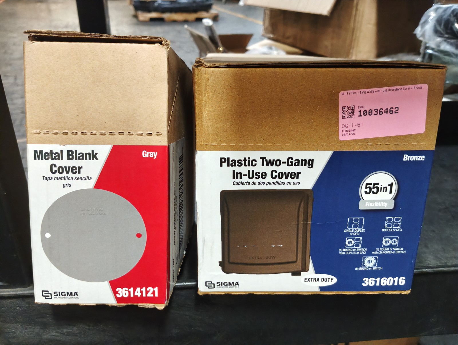 Sigma Bundle: (4) Two-Gang W/I/U Recptcle. Cover Bronze (20) 14241 Gray Rnd Box Sigma Bundle: (4) Two-Gang W/I/U Recptcle. Cover Bronze (20) 14241 Gray Rnd Box