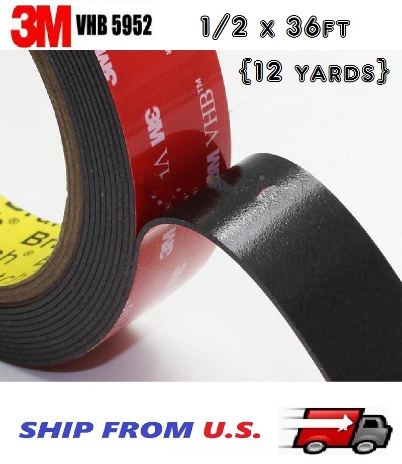 3M VHB Double Sided Foam Adhesive Tape 5952 Automotive Mounting 1/2 3M VHB Double Sided Foam Adhesive Tape 5952 Automotive Mounting 1/2