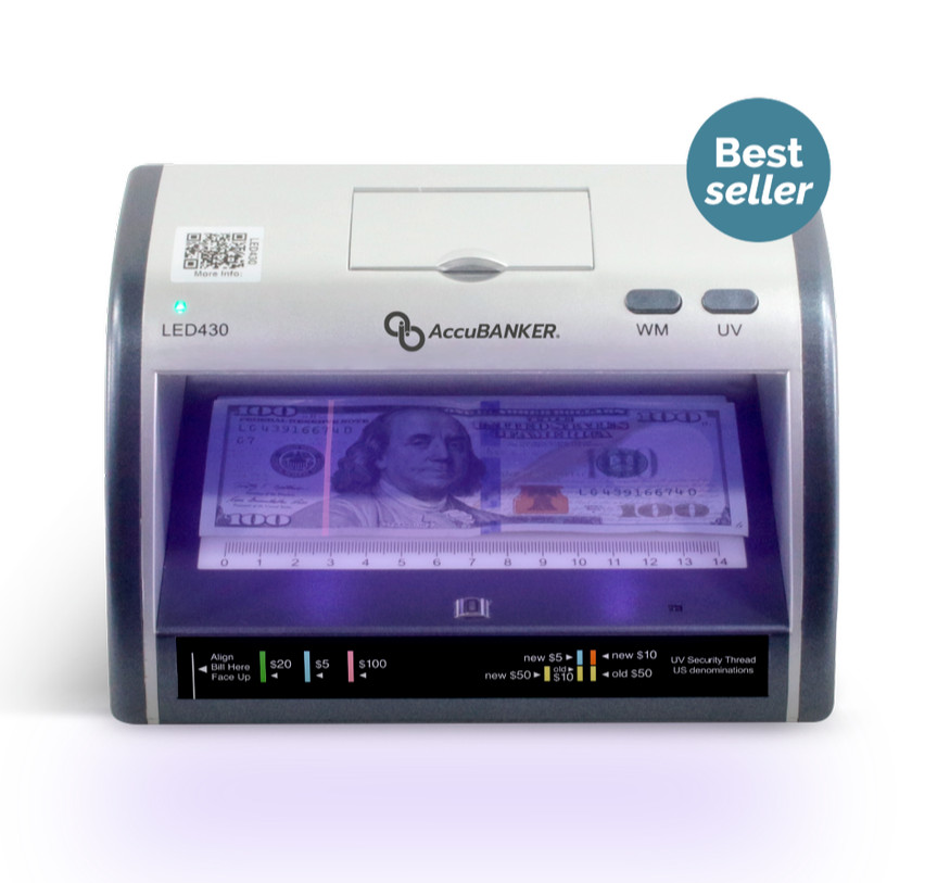 AccuBANKER LED430 6-Point Counterfeit Bill Detector, Multi Currency, UL Listed AccuBANKER LED430 6-Point Counterfeit Bill Detector, Multi Currency, UL Listed