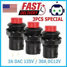 New 3 Pack SPST Normally On/Off Open Momentary Push Button Switch Red picture
