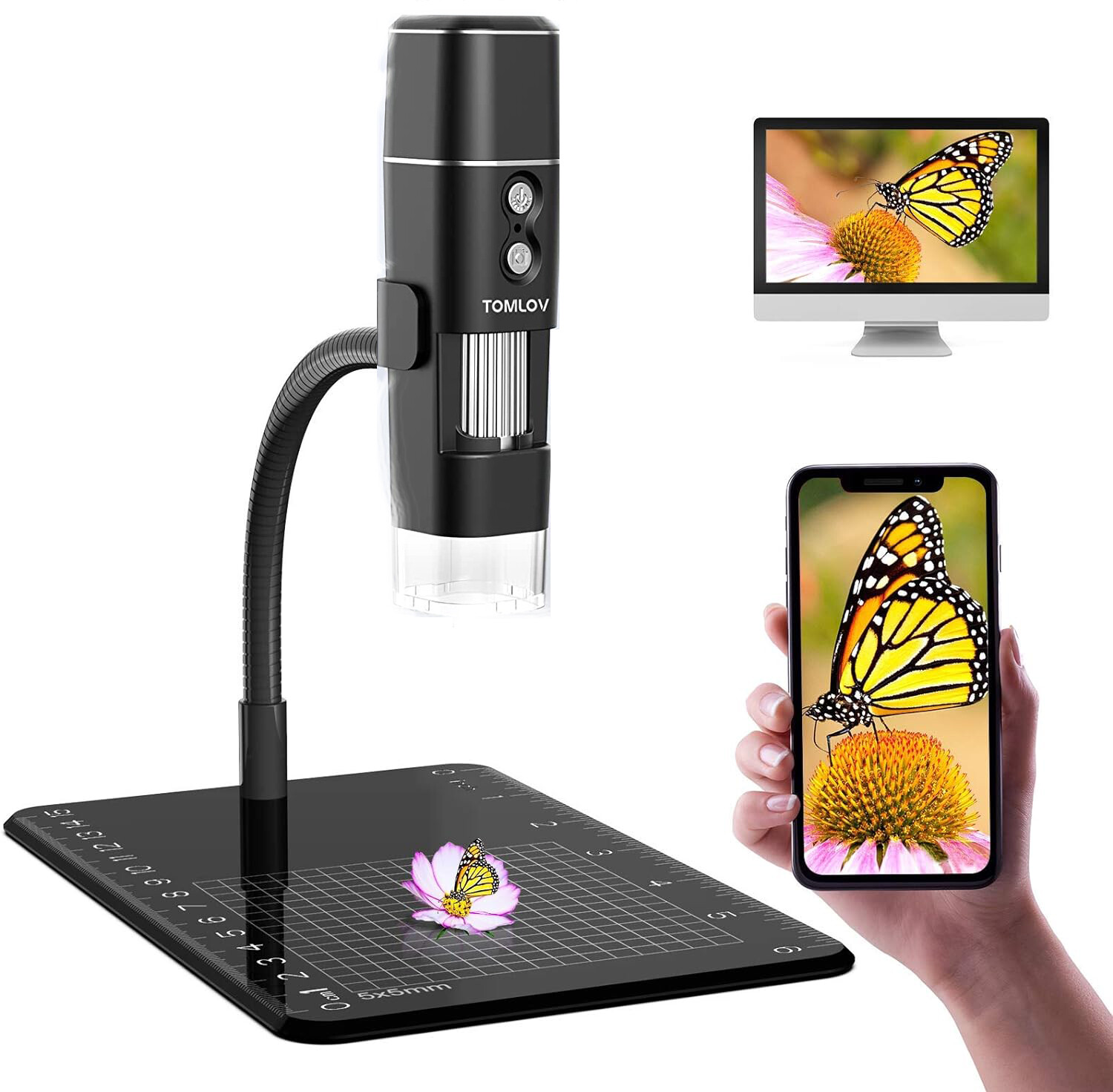 TOMLOV WiFi Digital Microscope Wireless Handheld for iPhone Android Windows Mac TOMLOV WiFi Digital Microscope Wireless Handheld for iPhone Android Windows Mac