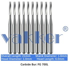 10-100pcs Dental FG Carbide Burs Long Shank Taper Flat End Cross-Cut Bur FG 700L picture