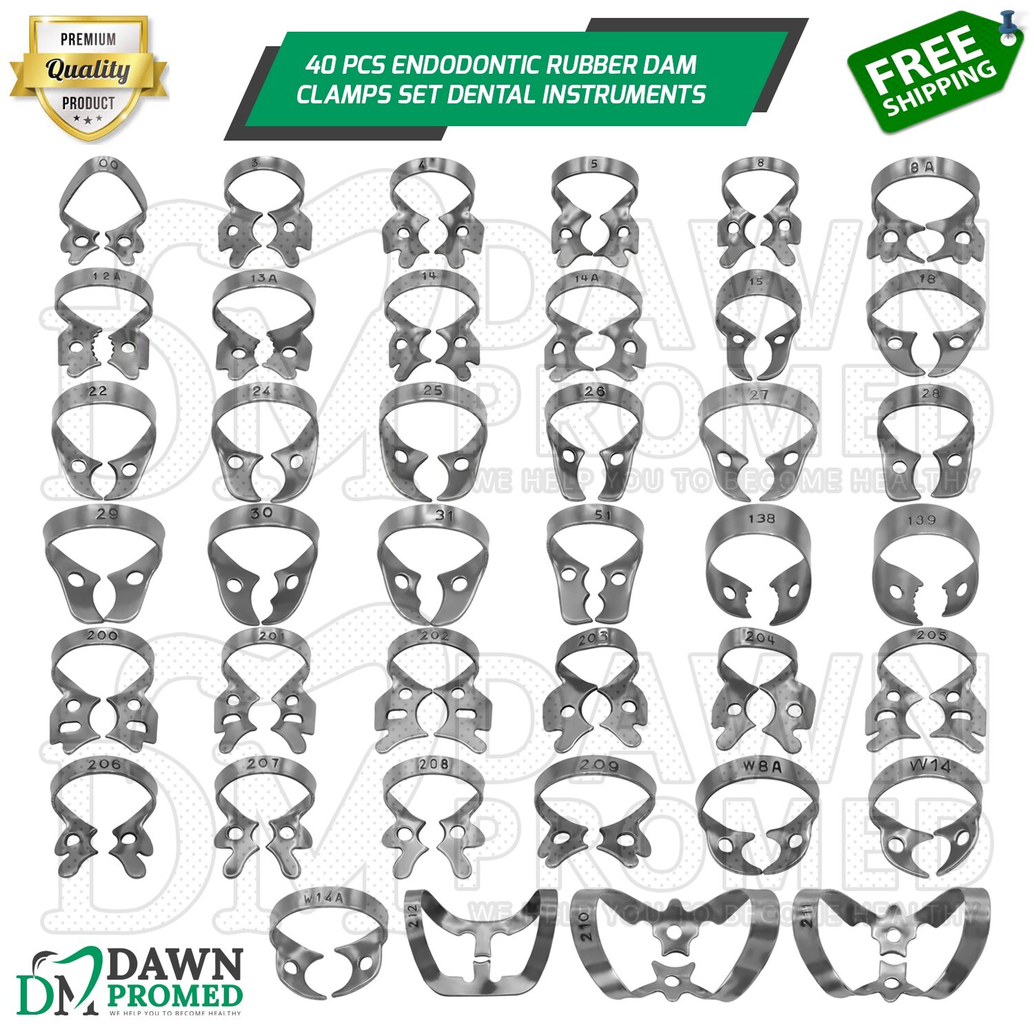 40 Pcs Endodontic Rubber Dam Clamps Set Dental Instruments German Grade 40 Pcs Endodontic Rubber Dam Clamps Set Dental Instruments German Grade