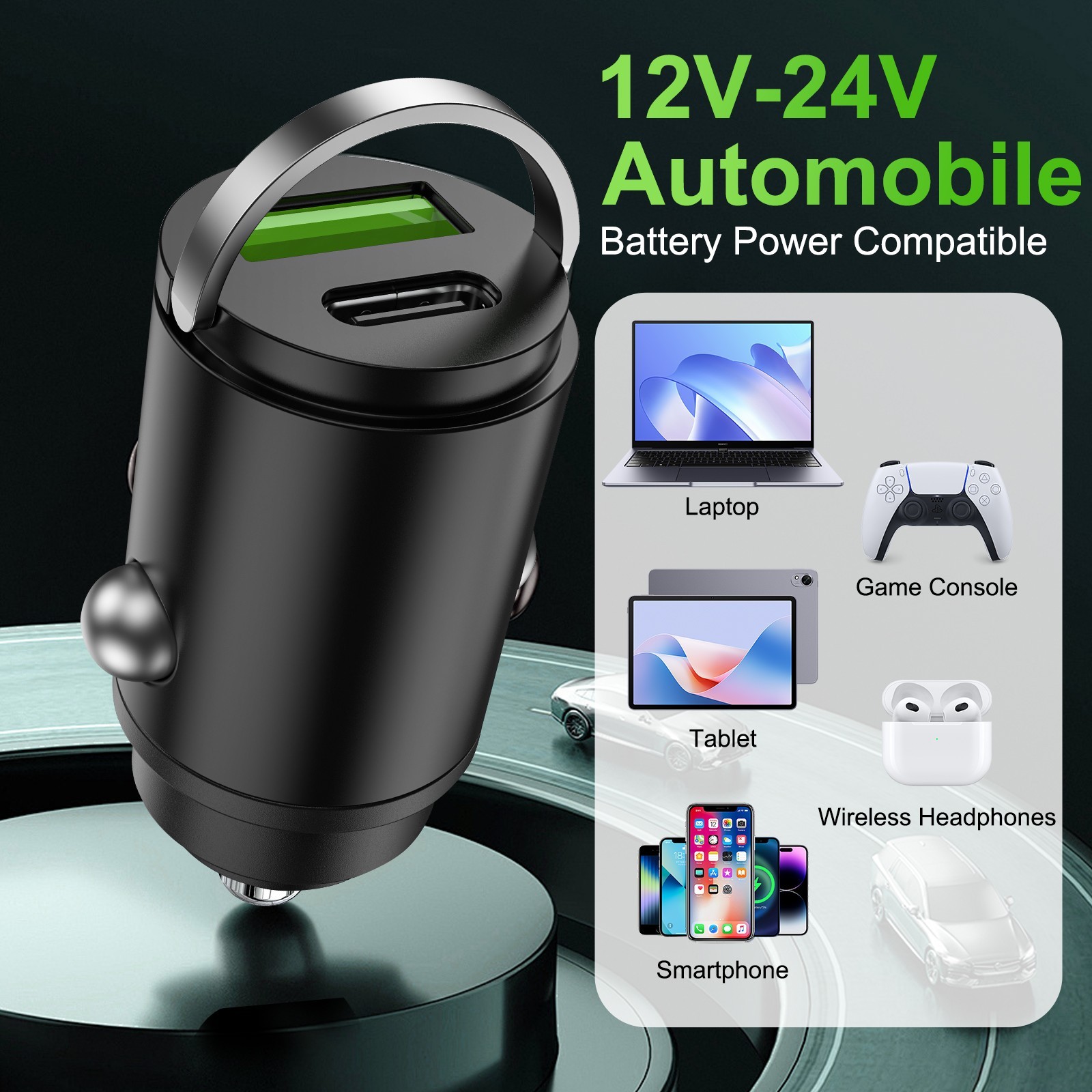 100W Fast Car Charger 2-in-1 USB C PD & USB Port, Cigarette Lighter Adapter 100W Fast Car Charger 2-in-1 USB C PD & USB Port, Cigarette Lighter Adapter