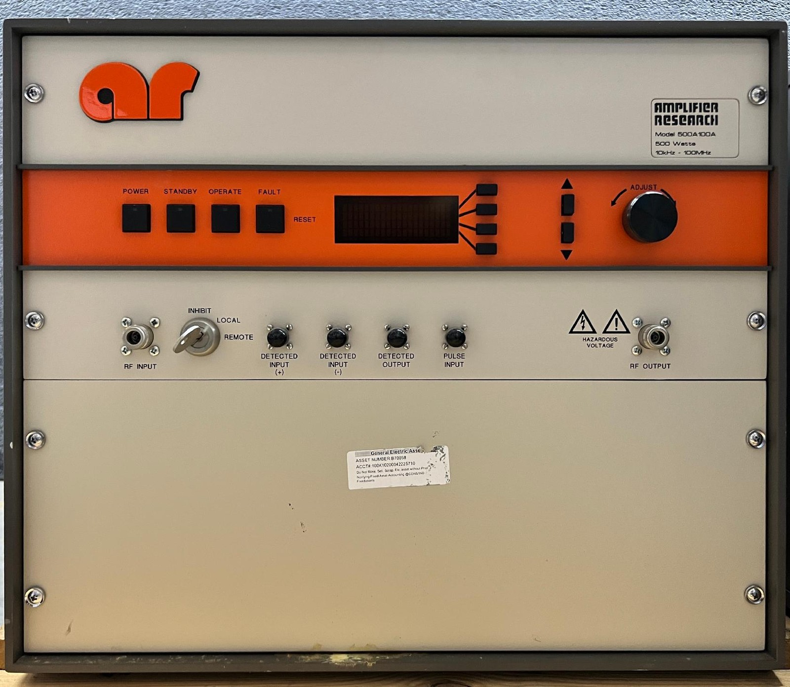Amplifier Research 500A100A Solid State Amplifier, 10 kHz - 100 MHz, 500 W