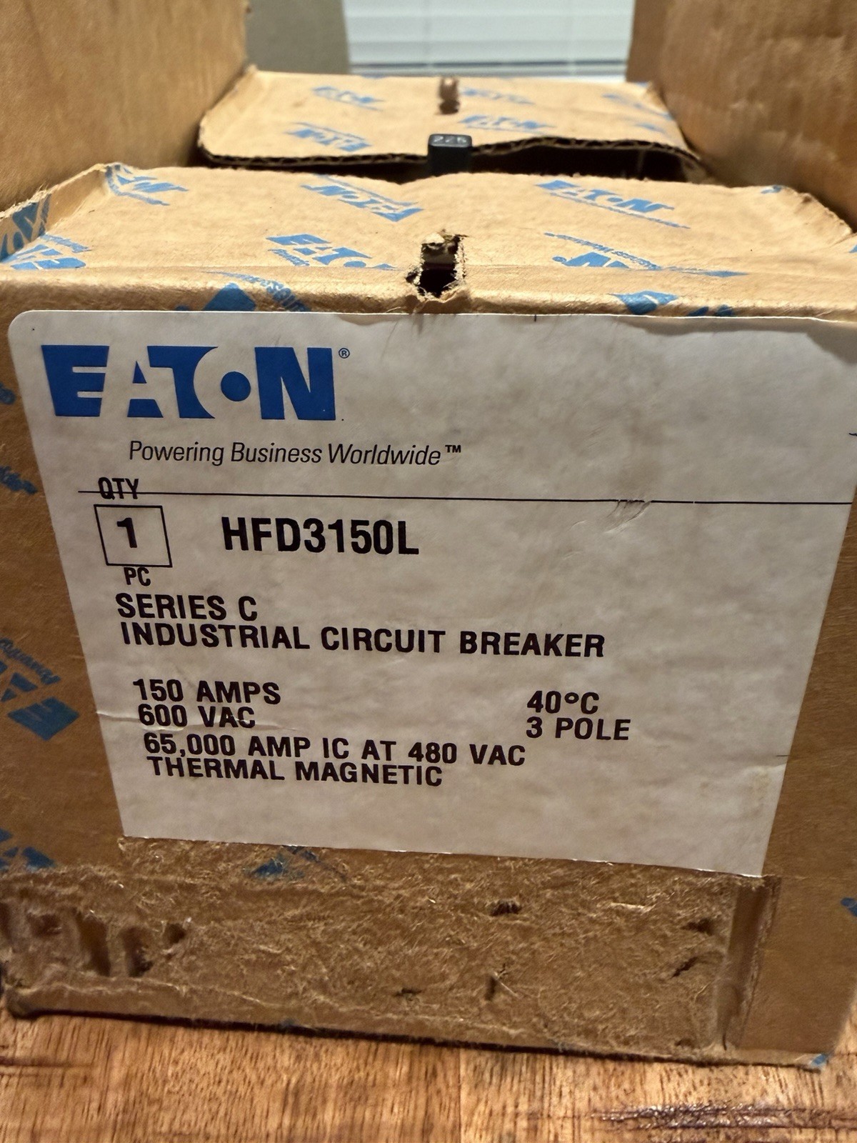 HFD3150L PC EATON SERIES C INDUSTRIAL CIRCUIT BREAKER 150 AMPS 600 VAC 3 POLE HFD3150L PC EATON SERIES C INDUSTRIAL CIRCUIT BREAKER 150 AMPS 600 VAC 3 POLE