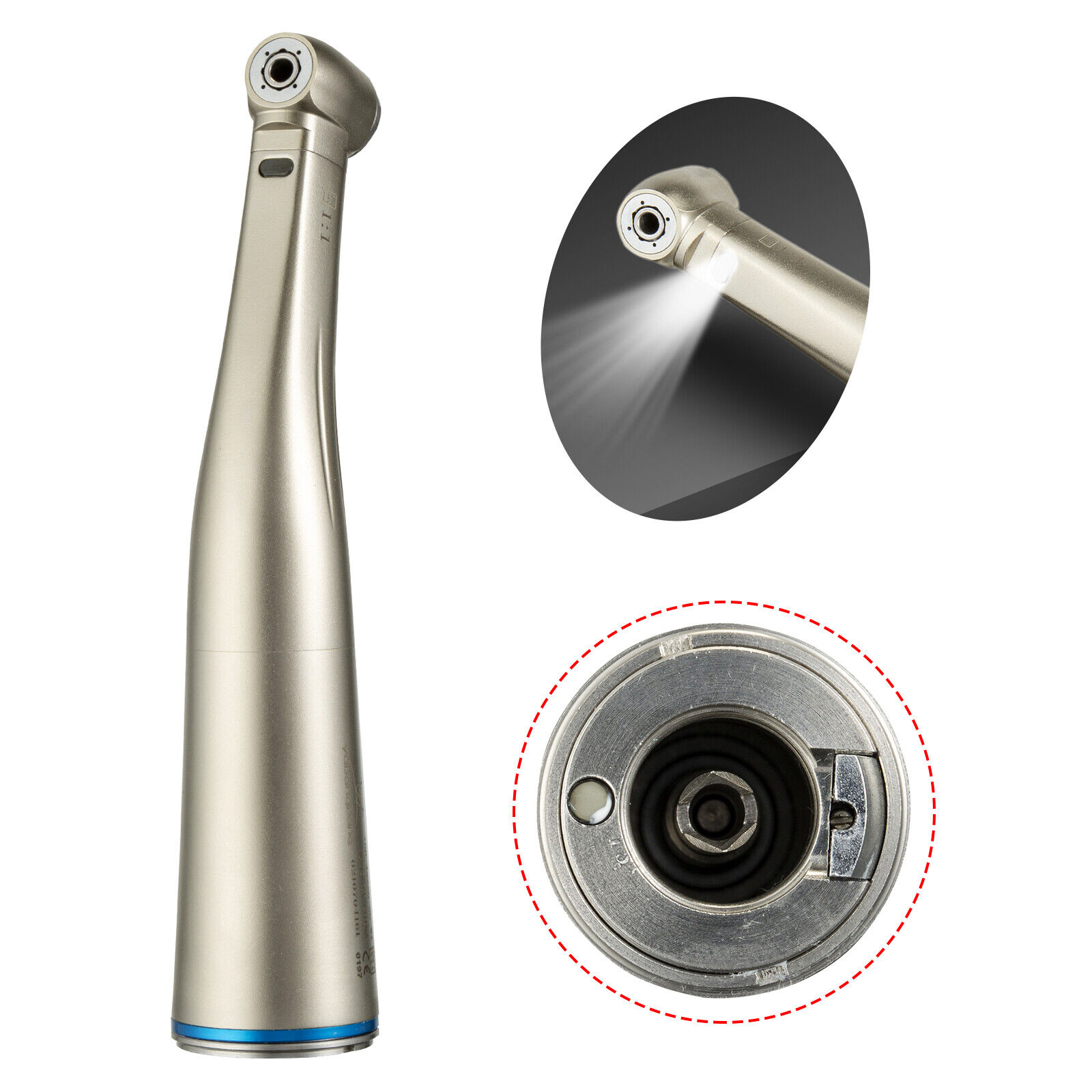 1-3pcs LED Fiber Optic 1:1 Dental Contra Angle Handpiece Blue Ring Fit NSK KAV